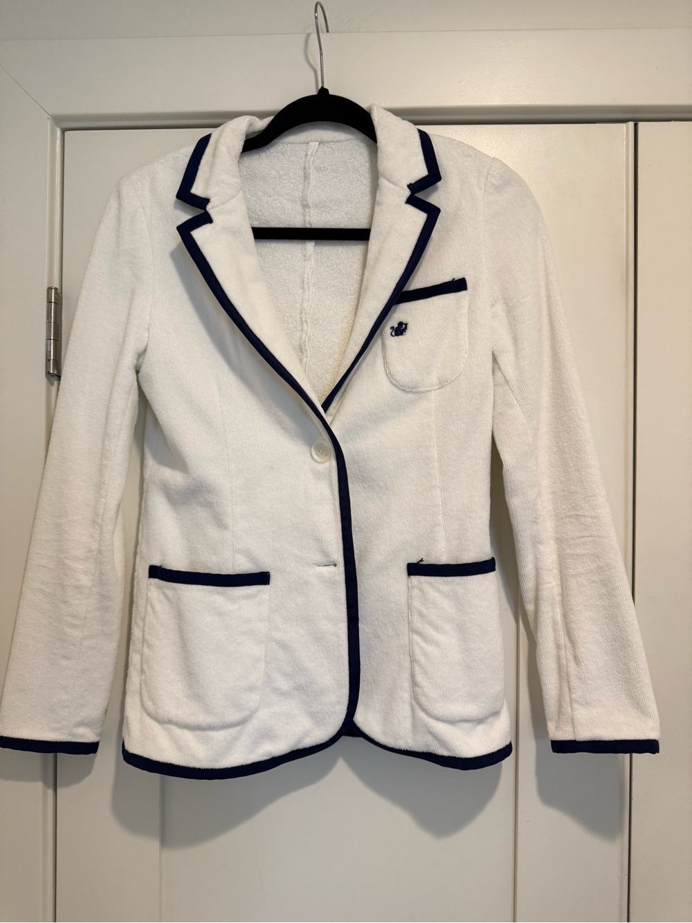 Bask White Terry Cloth Tailored Jacket Size 4